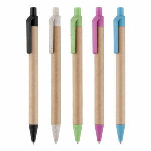 Ayr card promotional pens in variety of colours on white background