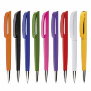 Candy promotional pens on a white background in a variety of colours