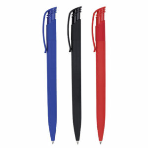 Koda soft feel promotional pens in variety of colours on a white background