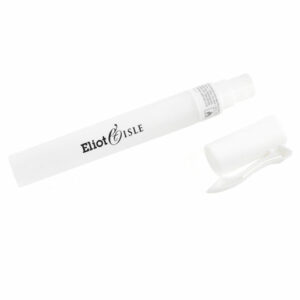 Pen shaped promotional hand sanitisers in a clear tube with a printed logo on a white background