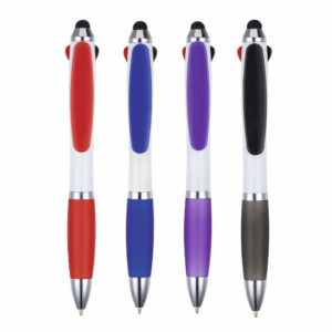 Shanghai multi ink promotional pens in variety of colours on a white background