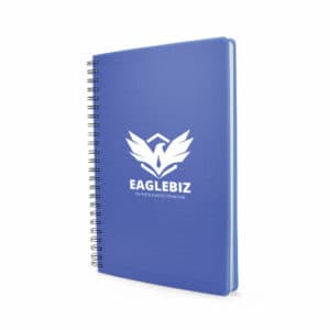 A5 reynolds promotional notepads in blue with printed logo on a white background