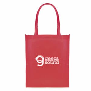 Andro promotional shopping bags in red with printed logo on a white background