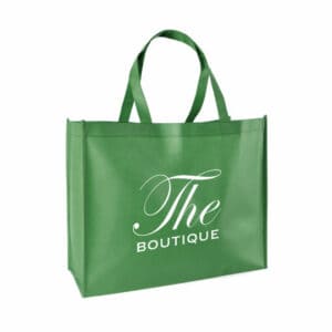 Jackson promotional shopping bags in green with a printed logo on a white background