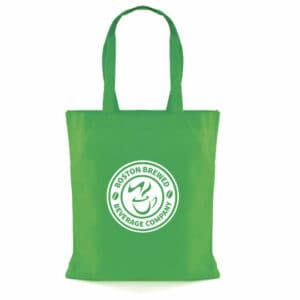 Tucana promotional shopping bags in green with printed logo on a white background