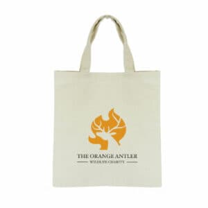 Miller 10oz promotional cotton bags in natural with printed logo on a white background