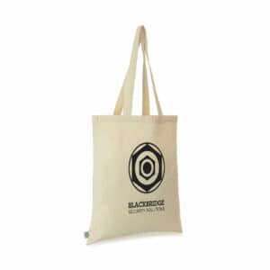 Talon organic 7oz promotional cotton bags in natural with a printed logo on a white background
