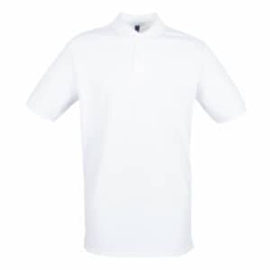 Front view of a Henbury micro-fine promotional polo shirts in white on a white background