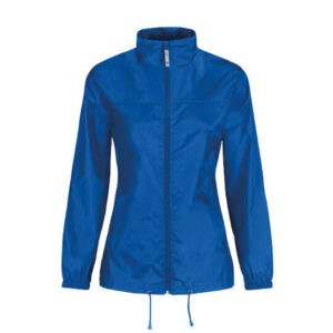 Front view of a B+C Sirocco kids promotional windcheater jackets in royal blue on a white background
