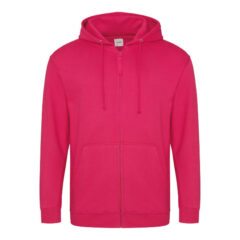 Hot pink AWD jh050 promotional zipped hoodies against a white background